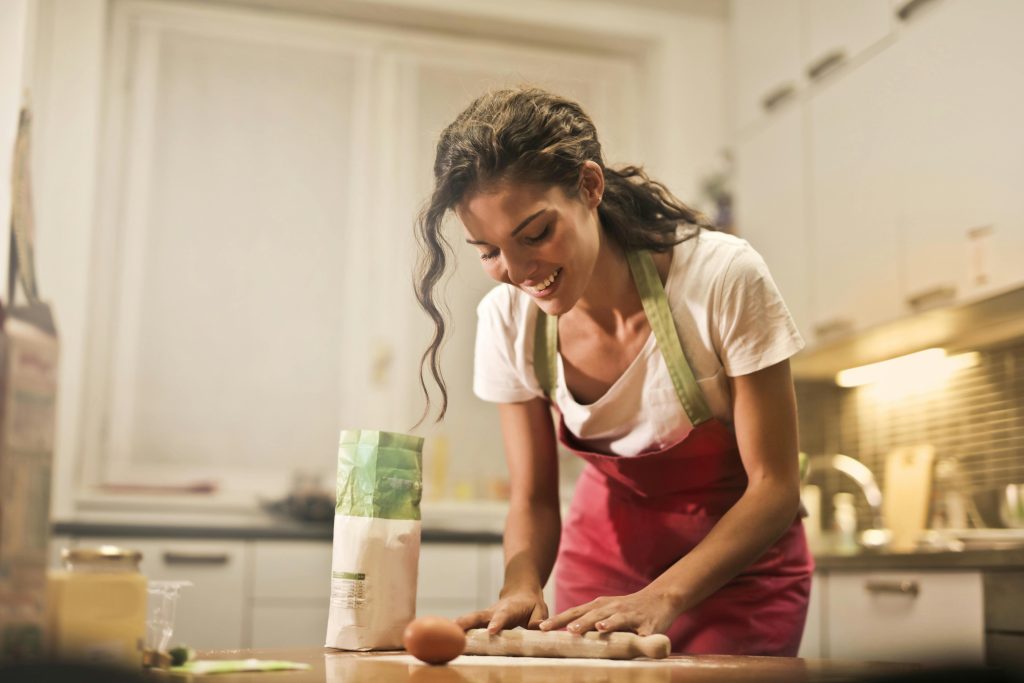 A lady cooking